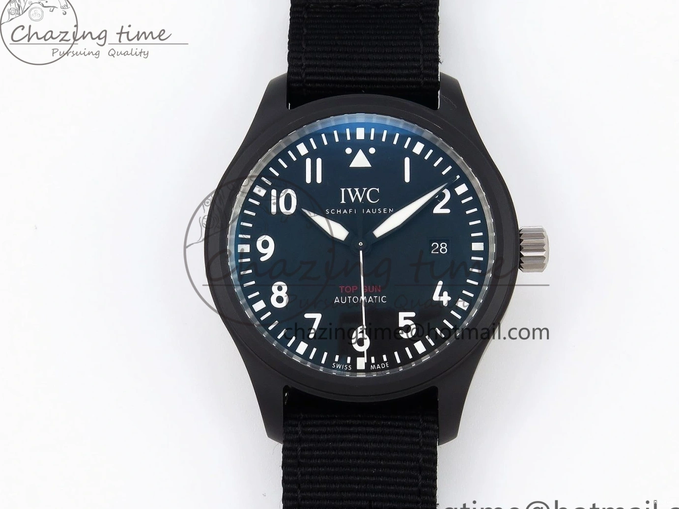 MIROTIME 0208 FreshLook Pilot’s Watch Top Gun Black Ceramic IW326901 ZF 1:1 Best Edition on Black Nylon Strap A 7026